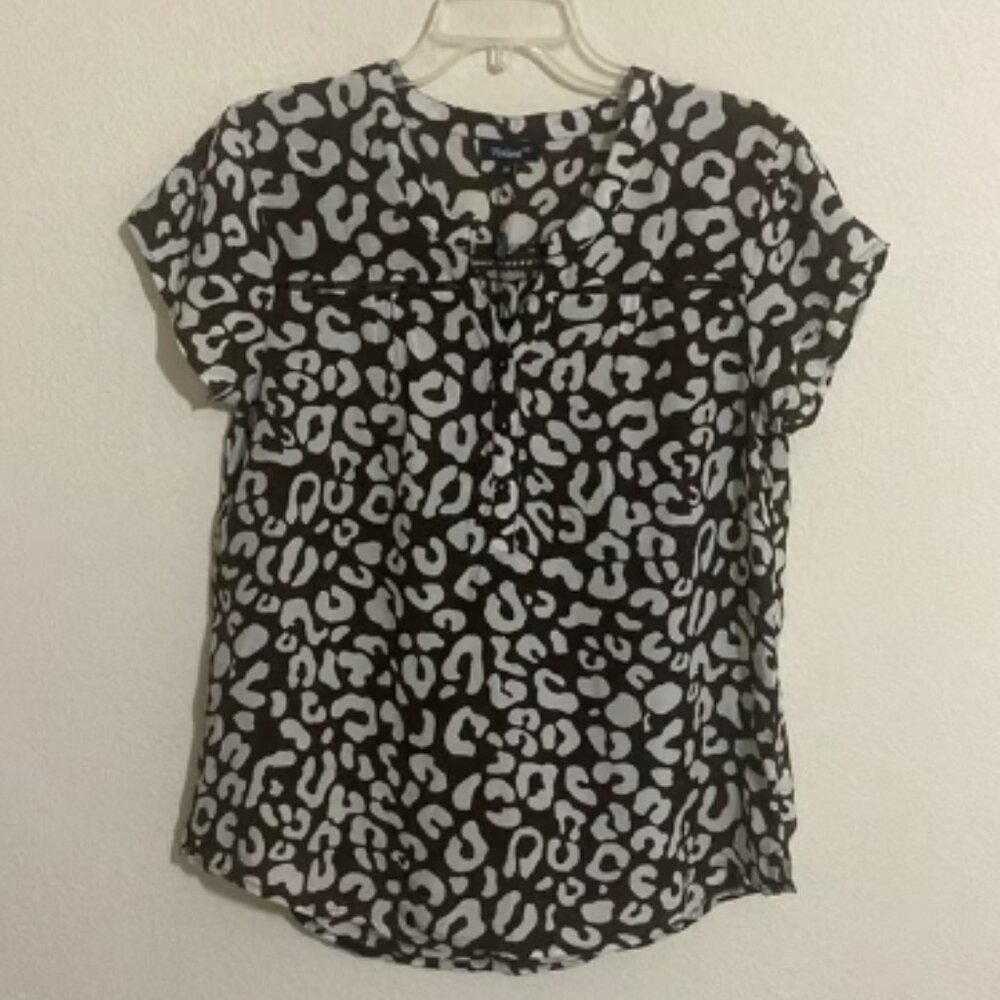 TOLANI Women's GLENDA Leopard-Print Silk Blouse Size M